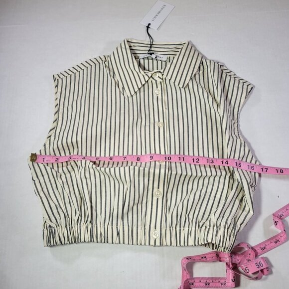 WeWoreWhat Striped Cropped Casual Button-Up Collared Shirt Size Small - Picture 8 of 9